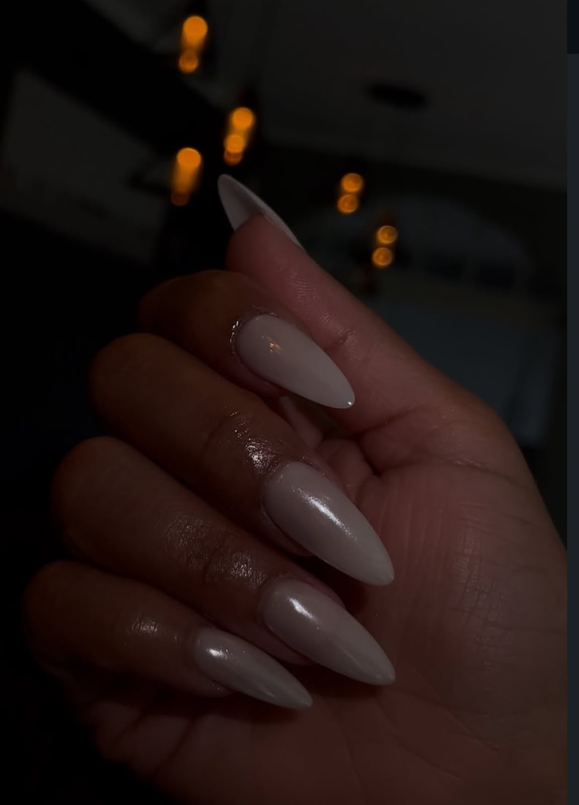 Nude almond gel nails by The Nail Technique